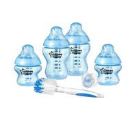 Closer to Nature Newborn Baby Bottle Starter Set, Breast-Like Teats with Anti-Colic Valve, Blue