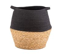 Closer2Nature Woven Two Tone Belly Basket - Black Wicker Storage Basket; Hamper with Handles; Plant Basket, Indoor Plant Pots - Small Storage Baskets, Wicker Basket - Great Woven Storage Basket