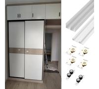 Closet Doors Sliding Panels Hardware, Barn Door Hardware Kit Cabinets Replacement Track, Pocket Door/Ghost Door Slide Rail for Shower/Garage(White,16.1ft/4.9m)