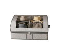 Closet Hat Organizer Box with Structured Compartments, Transparent Lid Panel, Carry Handles, Enclosed Zipper Design for Shelf Display Entryway Storage Cap Organizer Case Hat Holder Clear Lid Divided