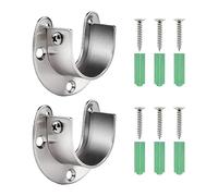 Closet Pole Sockets,2 pcs Stainless Steel Curtain Rail Brackets Curtain Pole Holders Wardrobe Rail and Fittings Wardrobe Pole Brackets,U Flange Rod Bracket for Ceiling Shower Rod 25mm