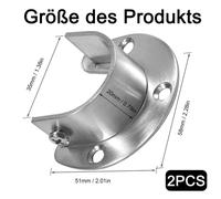 Closet Pole Sockets for Wardrobe and Bathroom Storage, Heavy Duty Stainless Steel Rod End Support U Shaped Flange with Adjustable Screw and Mounting