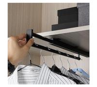 Closet Rail for Hanging Clothes, Retractable Sliding Wardrobe Rail Pole for Shallow Wardrobe Laundry Cupboard, for Hanging Clothes Scarf Pants Jeans Dress Shirts ( Color : Black , Size : L 39cm/15. 4i