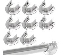 Closet Rod End Support Bracket 1-1/4 Inch Diameter Flanges Rod Holder Wardrobe Pole Socket, Silver 8 Pcs