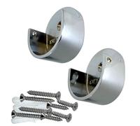 Closet Rod Support Flanges with Screw On Attachment | Heavy Duty Clothes Pole End Sockets for Wardrobes |Polished Chrome |1 Pair