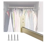 closet rod, Wardrobe Rail Tube for Cloakroom/Laundry Room/Shoe Cabinets, Wall Mount Valet Closet Rods W/End Supports, 3mm Thick(135cm/53.1in)
