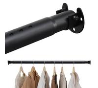 Closet Rods for Hanging Clothes, 40 to 212cm Adjustable Metal Closet Rod, Heavy Duty Extendable Wardrobe Rod, 1.1” Diameter Retractable Clothes Rail for Closet Wardrobes Laundry RV, Black