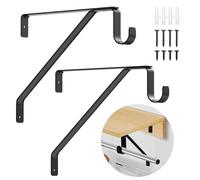 Closet Shelf & Rod Brackets Heavy Duty, 2-Pack Triangular Wall Mounted Shelf Brackets with Clothes Rail Pole Hook, 50kg Load, Space-Saving Storage Solution for Wardrobe, Garage, Laundry Room