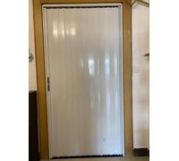 Closet Sliding Door Folding Door White Multifold Door Outdoor Commercial, Garage Pantry Sliding Doors with Lock and Key, Room Divider Door Partition(24x80in (60x203cm))