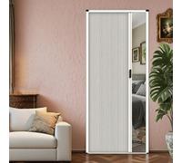 Closet Sliding Door Internal Folding Accordion Doors Custom-Size, White Concertina Door for Bathroom Shower Closet Kitchen Pantry with Handle, Lock, Upper/Lower Rail(28x80in(71x203cm))