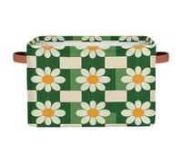 Closet Storage Bins, Large Fabric Storage Baskets with Handles, Retro Groovy Daisy Flower 15x11in Closet Storage Bins for Shelves