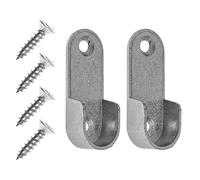 Closet tube support for screwing on, 2 pcs, for 1.18 x 0.59" oval or Ø 0.59" round clothes rails, 2-hole closet tube holder with screws, Silver-grey clothes rail holder, closet tube holder