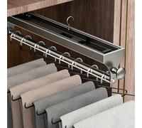 Closet Valet Rod Slide Out, Laundry Room Hanging Rod, Thickened Aluminum, Silent Sliding Rails, Strong Load-bearing Capacity, Easy Installation(Grey,35cm/13.8in)