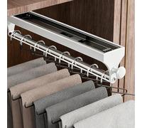 Closet Valet Rod Slide Out, Laundry Room Hanging Rod, Thickened Aluminum, Silent Sliding Rails, Strong Load-bearing Capacity, Easy Installation(White,30cm/11.8in)