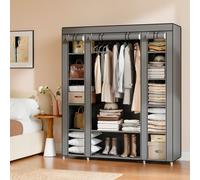 Closet Wardrobe, Portable Closet for Bedroom, Clothes Rail with Fabric Cover, Grey