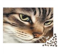 Closeup Cat Face 1000 Piece Premium Cardstock Jigsaw Puzzle Set Adult Jigsaws Fun Present Value Pack Educational Game Challenge Gift Idea 38x26cm/1000pcs