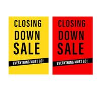 Closing Down Sale - Everything Must Go! Huge Discounts on All Items - Final Clearance Poster for Window Display in Red or Yellow, Perfect for Retail Stores