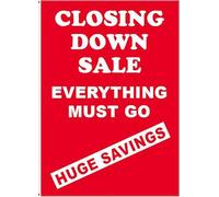 CLOSING DOWN SALE EVERYTHING MUST GO Printed Sale Posters Window Display Sign/BANNERS/Advertising Business Shop Sign Shop Display Window Banner Reusable Posters Size A1 (1 X POSTER CLOSING DOWN SALE)