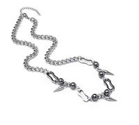 ClosJery Bullet Choker Necklace for Men Women Titanium Steel Trendy Edgy Anime Y2k Goth Punk Hip Hop Cuban Chain Beaded Rivet Spike Tassel Charm Choker Necklace, 20, Metal, No Gemstone