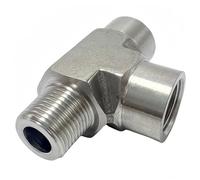 Closmos 304 Stainless Steel Tee Pipe Fitting, Street Tee, 3/8" NPT Male x 3/8" NPT Female x 3/8" NPT Female, (Pack of 1, 3/8" MNPT x 3/8" FNPTx 3/8" FNPT)