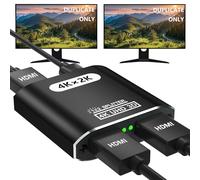 CLOSS HDMI Splitter 1 in 2 Out, 4K HDMI Splitter for Dual Monitors Supports 3D Full HD 1080P Aluminum HDMI Spliter Dual Monitor HDMI Adapter Compatible for PS4 Fire Stick HDTV(1 Source to 2 Displays)