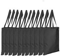 Clossy London 100% Cotton Canvas Reusable Shoulder Tote Bag | Natural Colour Eco-Friendly Shopping & Grocery Handbag | Washable Lightweight Organic Cloth Bag with Durable Handles (Black 100 pack)