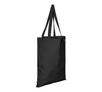 Clossy London 100% Cotton Canvas Reusable Shoulder Tote Bag Natural Colour with handle for Shopping Grocery Handbag Eco-Friendly Organic material decays and compost easily recyclable (Black)