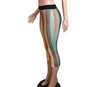 Clossy London 100% Cotton Ladies Rasta Jamaican Work Work String Mesh Fishnet Dress Slit See Through Multicoloured Black Red Green Yellow Hip Hop Dance Club Dress (Rasta Trousers, S/M)
