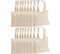 Clossy London 50 Pack Canvas Cotton Reusable Shoulder Tote Bag Natural Colour with handle for Shopping Grocery Handbag Eco-Friendly Organic material decays and compost easily recyclable