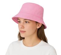 Clossy London Crushable Bucket Hat | Reversible & Foldable | 100% Cotton UV Travel & Festival Cap | Bear Design | Unisex Adults & Kids | Beach, Fishing, Summer | (UK, Alpha, XS, Baby Pink)