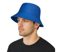 Clossy London Crushable Bucket Hat | Reversible & Foldable | 100% Cotton UV Travel & Festival Cap | Bear Design | Unisex Adults & Kids | Beach, Fishing, Summer | (UK, Alpha, S, Royal Blue)