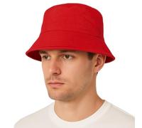 Clossy London Crushable Bucket Hat | Reversible & Foldable Cotton Sun Hat | UV Protection Hat for Adults & Kids | Unisex Summer Hat | Festival Hat | Beach Hat | Fishing Cap (UK, Alpha, XS, Red)