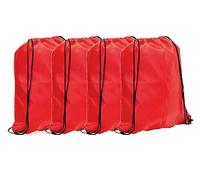 Clossy London Drawstring Sackpack Bag waterproof polyester Material Foldable shoulder tote Sack pack for Gym Sports Beach Holiday School PE Backpack (4 Pack Red)