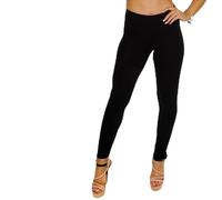 Clossy London High-Waisted Leggings for Women Stretchy Compression Full Length Long Trouser Fitness Yoga Workout Tights Capri Cotton UK Sizes 4-22 Black