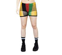 Clossy London Ladies Striped Strech Rasta Dress Cover up 100% Egyptian Cotton Party String Mesh Fishnet (2XL/3X/, Rasta Hot Pants)