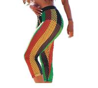 Clossy London Ladies Striped Strech Rasta Dress Cover up 100% Egyptian Cotton Party String Mesh Fishnet (S/M, Rasta Trousers)