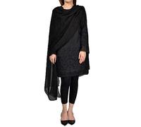 Clossy London Premium Chiffon Dupatta for women in plain Black colour (77x38 Inches) for Casual, Beach, Party wear Girls Long Stole Scarves Neck Wrap Stoles Scarf see-through Net Dupatta