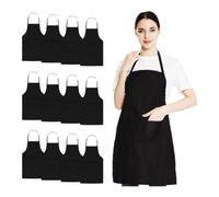 Clossy London Unisex Bib Apron with 2 Pockets Cooking Kitchen Chef Women Men Aprons for Home Kitchen, Restaurant, Coffee house (Black Pack 12)