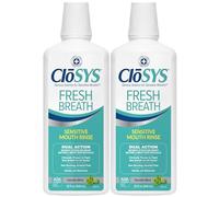 CloSYS Sensitive Mouthwash, 32 Ounce, 2 Count, Gentle Mint, Alcohol Free, Dye Free, pH Balanced, Helps Soothe Mouth Sensitivity, Fights Bad Breath