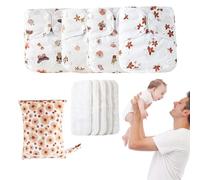 Cloth Baby Diapers - Adjustable Reusable Baby Cloth Diapers,Absorbent & Breathable Liners, 4 Inserts & 1 Wet Bag, Prevents Staining