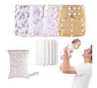 Cloth Baby Diapers - Nappy Cloth Diaper | Washable Baby Diapers, Reusable Adjustable, 4X Absorbent & Breathable Liners, Waterproof Cover with 4 Inserts & 1 Wet Bag for Toddler Boys Girls