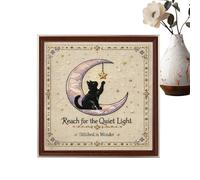 Cloth Background,Cat Moon Pattern Embroidery Art | Holiday Wall Background Banner,for Living Room Bedroom Dining Room Party Family Gathering Birthday Mother's Day