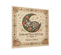 Cloth Background,Modern Calming Cat Moon Pattern - Festive Indoor Background Cloth | for Birthday Mother's Day Bedroom Party Photography Family Gathering Dining Room