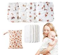 Cloth Diapers - Adjustable Diapers Reusable,4X Absorbent & Breathable Liners, Waterproof Cover with 4 Inserts & 1 Wet Bag for Boys Girls