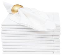 Cloth dinner Napkins-100% Cotton-18x18 Inch (45x45 Cm) With Hemstitched-White,Wedding Napkins,Cocktails Napkins,Decorative Dinner Napkins, Mitered Corners, Machine Washable Dinner Napkins Set of 12