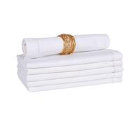 Cloth Dinner Napkins 6Pack 100% Slub Cotton Hemstitched, Wedding Napkins, Perfect for Weddings, Reception, Dinners, Events, Indoor Outdoor Parties or Everyday use - 18x18 Inch (45x45 Cms) - White