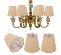 Cloth Fabric Lampshade, 3Pcs E14 Intervention Type Candle Chandeliers Lamp Cover Lampshade Desk Lightingshade Pendant Lamp Shade for Bedroom Bedside (Khaki)