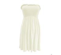 Cloth Garage® New Womens Ladies Sheering Top Strapless Bandeau Dress Top Jersey Ladies Plus Size Boobtube Top Dress UK 8-22 Cream