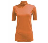 Cloth Garage® Womens Turtle Roll Neck Jumper Ladies Short Sleeves Roll Neck Jumper Plain High Neck Top Casual Wear Stretch Fitted Top T-Shirt Rust