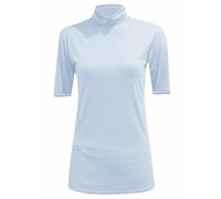 Cloth Garage® Womens Turtle Roll Neck Jumper Ladies Short Sleeves Roll Neck Jumper Plain High Neck Top Casual Wear Stretch Fitted Top T-Shirt White